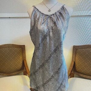 Vintage 90s Silver Snake Print Sleeveless Mini Slip Dress Intimates, Goth Grunge